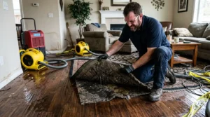 4️⃣ From Rug to Subfloor What Floodwater Does to Carpets, Area Rugs, and Wood Floors in 48 Hours